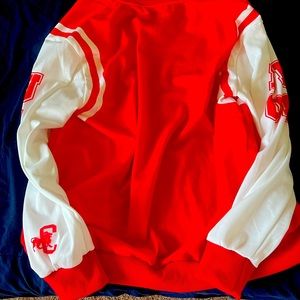 Red varsity jacket